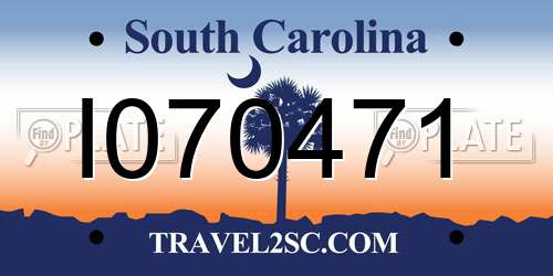 I070471 South Carolina License Plate