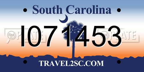 I071453 South Carolina License Plate