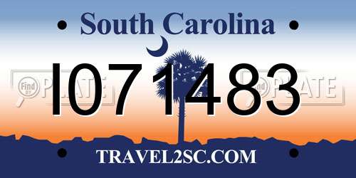 I071483 South Carolina License Plate