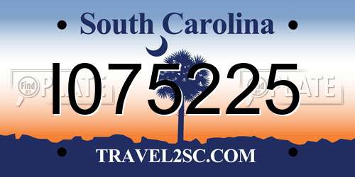 I075225 South Carolina License Plate