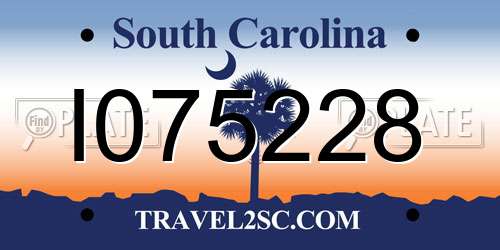 I075228 South Carolina License Plate