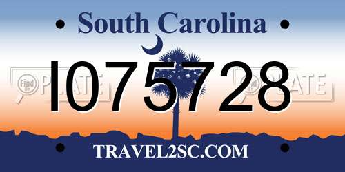 I075728 South Carolina License Plate