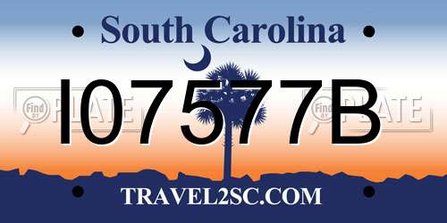I07577B South Carolina License Plate