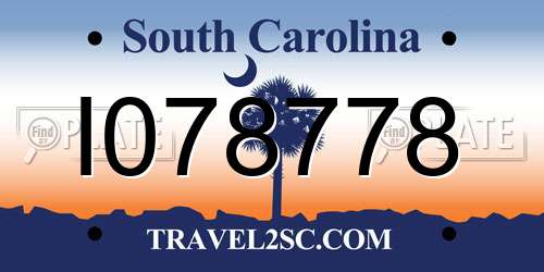 I078778 South Carolina License Plate