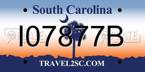 I07877B South Carolina License Plate