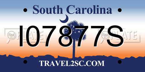 I07877S South Carolina License Plate