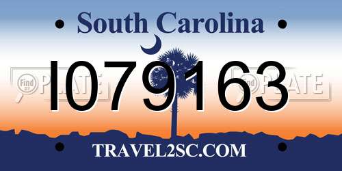I079163 South Carolina License Plate
