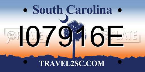 I07916E South Carolina License Plate