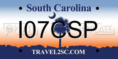 I07CSP South Carolina License Plate