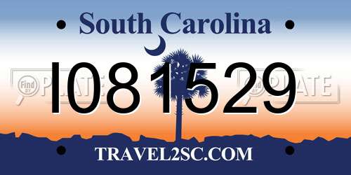 I081529 South Carolina License Plate
