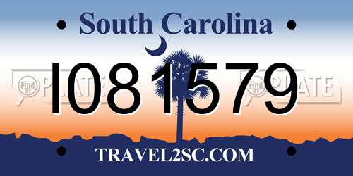 I081579 South Carolina License Plate