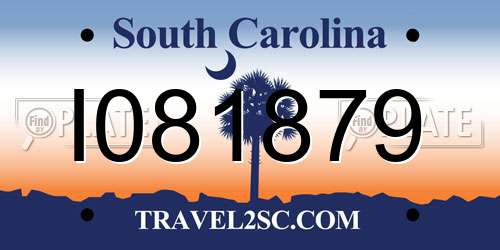 I081879 South Carolina License Plate