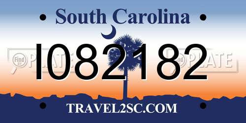 I082182 South Carolina License Plate