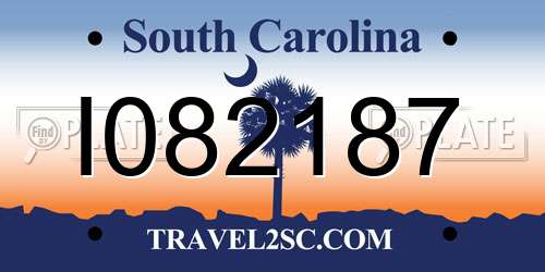 I082187 South Carolina License Plate