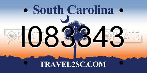 I083343 South Carolina License Plate