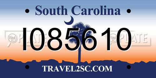 I085610 South Carolina License Plate