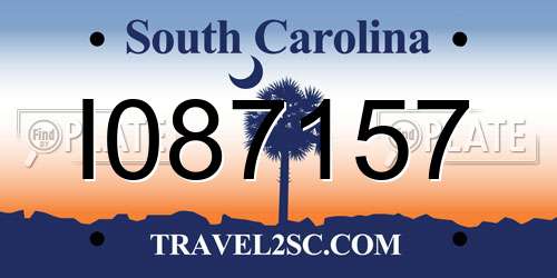 I087157 South Carolina License Plate