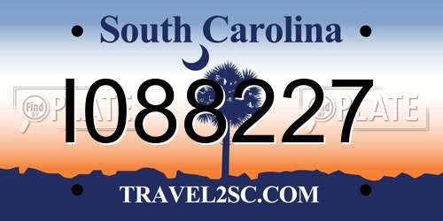 I088227 South Carolina License Plate