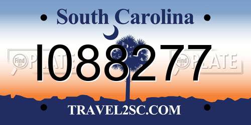 I088277 South Carolina License Plate