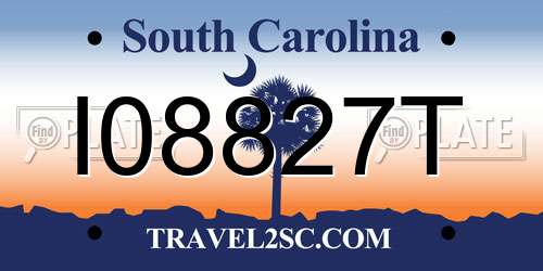 I08827T South Carolina License Plate