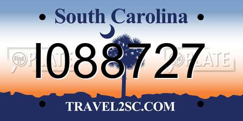 I088727 South Carolina License Plate