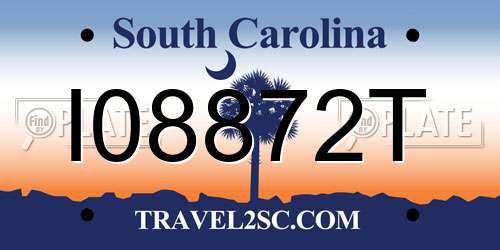 I08872T South Carolina License Plate