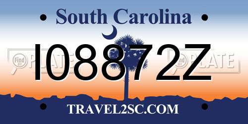 I08872Z South Carolina License Plate