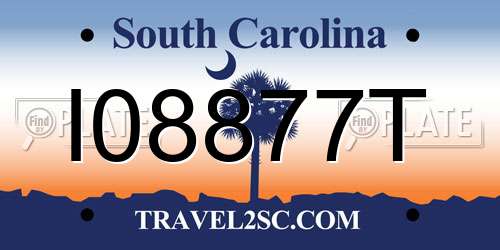 I08877T South Carolina License Plate