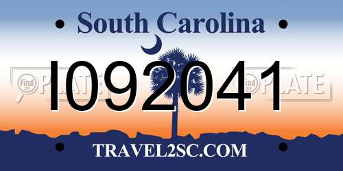 I092041 South Carolina License Plate