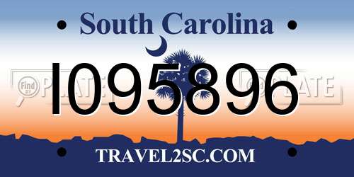 I095896 South Carolina License Plate