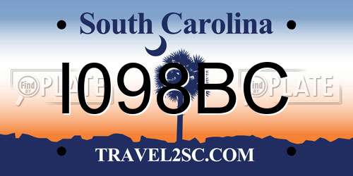 I098BC South Carolina License Plate