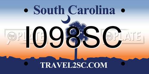 I098SC South Carolina License Plate