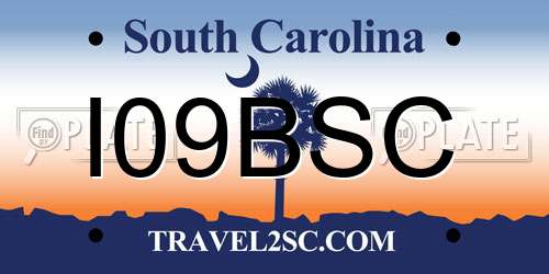 I09BSC South Carolina License Plate