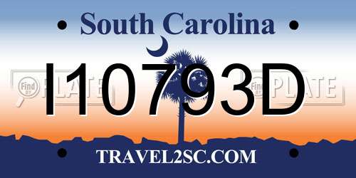 I10793D South Carolina License Plate