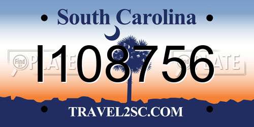 I108756 South Carolina License Plate