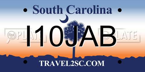 I10JAB South Carolina License Plate