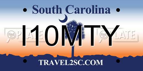 I10MTY South Carolina License Plate
