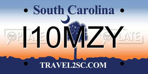 I10MZY South Carolina License Plate