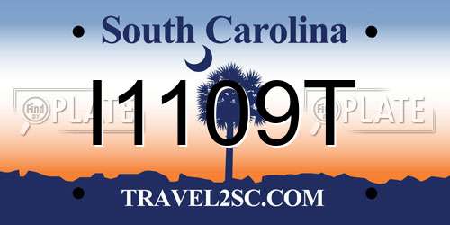 I1109T South Carolina License Plate