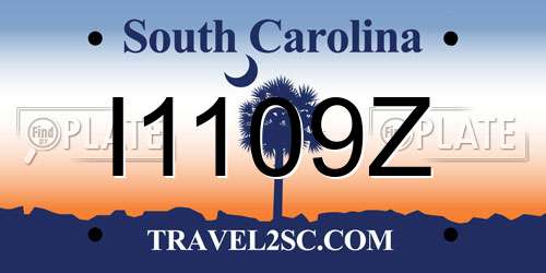 I1109Z South Carolina License Plate