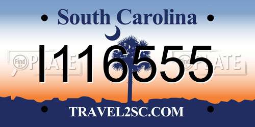 I116555 South Carolina License Plate