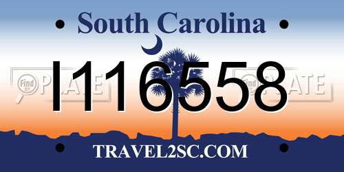 I116558 South Carolina License Plate