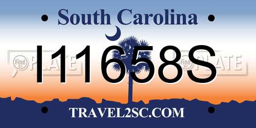 I11658S South Carolina License Plate