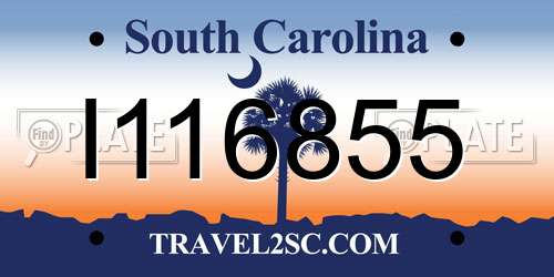 I116855 South Carolina License Plate