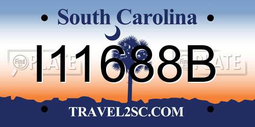I11688B South Carolina License Plate