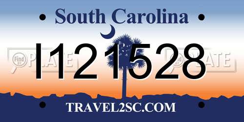 I121528 South Carolina License Plate