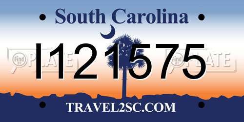 I121575 South Carolina License Plate