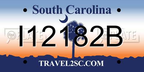 I12182B South Carolina License Plate