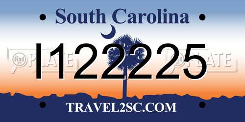 I122225 South Carolina License Plate