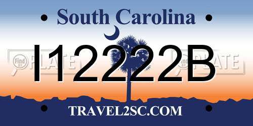 I12222B South Carolina License Plate